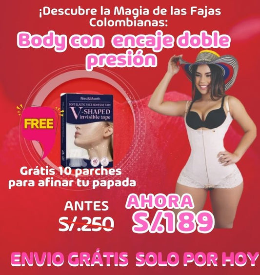 BODY CON ENCAJE DOBLE PRESION